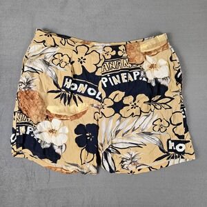 Jams World Hawaii Swim Trunks Mens Large Mesh Lined Shorts Floral Rayon USA VTG